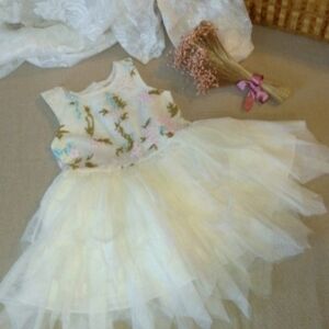 Elegant Floral Kids Dress with Embroidery